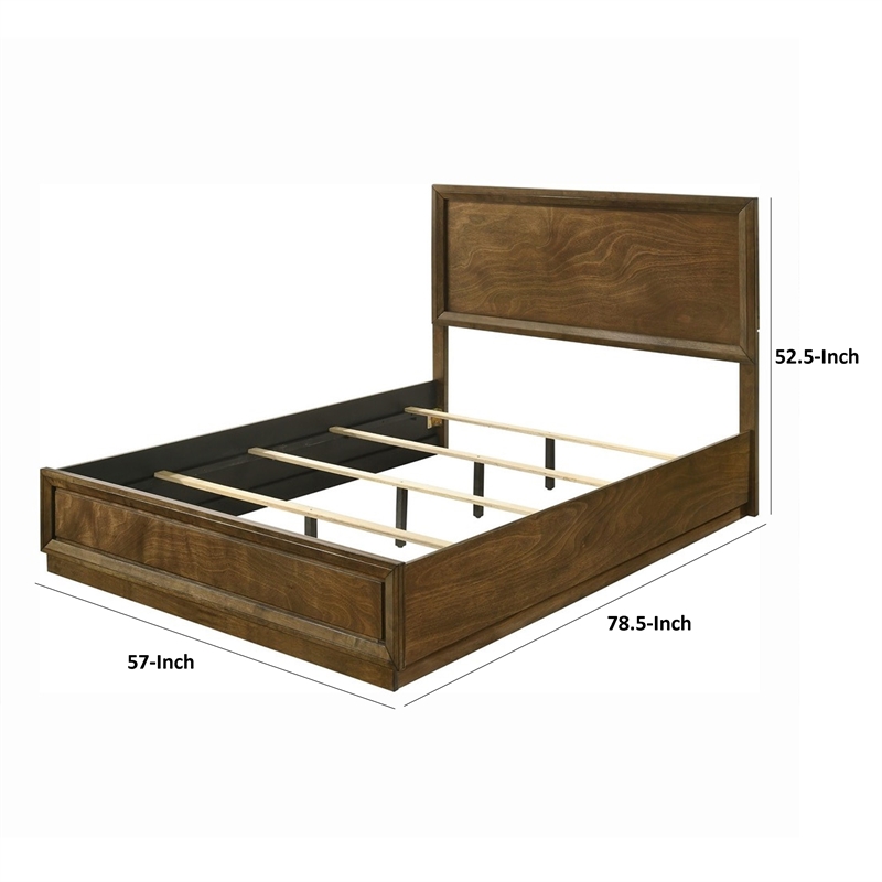Pemberly Row Full Size Bed with Panel Headboard in Walnut Brown