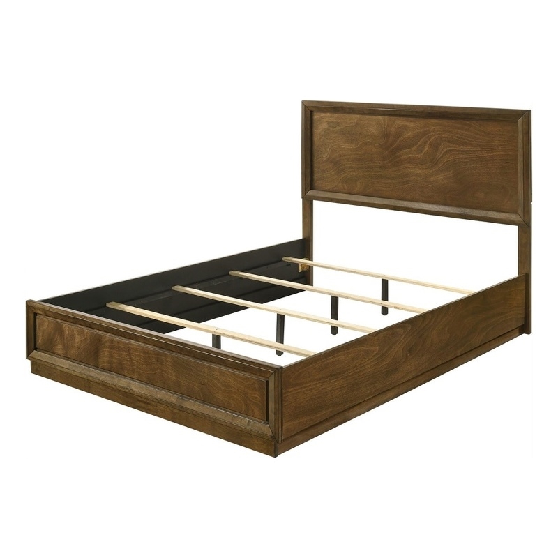 Pemberly Row Full Size Bed with Panel Headboard in Walnut Brown