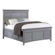 Pemberly Row Full Bed with Crown Molding and Storage Drawers in Gray