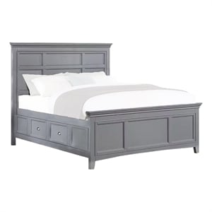 Pemberly Row Twin Bed with Crown Molding and Storage Drawers in Gray