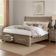 Pemberly Row Queen Bed with Footboard Storage Drawers in Gray