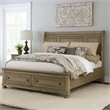 Pemberly Row Queen Bed with Footboard Storage Drawers in Gray