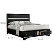 Pemberly Row Contemporary Queen Size Bed with Footboard Drawers in Black