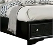 Pemberly Row Contemporary Queen Size Bed with Footboard Drawers in Black