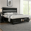 Pemberly Row Contemporary Queen Size Bed with Footboard Drawers in Black