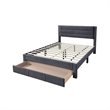 Pemberly Row Full Platform Bed with Drawer in Charcoal Gray Corduroy