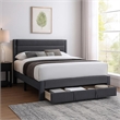 Pemberly Row Full Platform Bed with Drawer in Charcoal Gray Corduroy