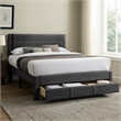 Pemberly Row Full Platform Bed with Drawer in Charcoal Gray Corduroy