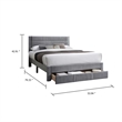 Pemberly Row Full Platform Bed with Drawer in Light Gray Corduroy