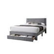 Pemberly Row Full Platform Bed with Drawer in Light Gray Corduroy