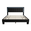 Pemberly Row Full Platform Bed with LED Headboard in Charcoal Gray