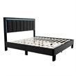 Pemberly Row Full Platform Bed with LED Headboard in Charcoal Gray