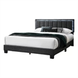 Pemberly Row Full Platform Bed with LED Headboard in Charcoal Gray