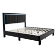 Pemberly Row Full Platform Bed with LED Headboard in Charcoal Gray