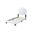 Pemberly Row Twin Platform Bed with LED Headboard in White Wool