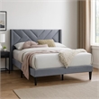 Pemberly Row Full Platform Bed with Tufted Wingback Headboard in Gray Velvet