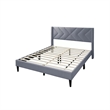 Pemberly Row Full Platform Bed with Tufted Wingback Headboard in Gray Velvet