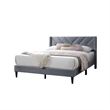 Pemberly Row Full Platform Bed with Tufted Wingback Headboard in Gray Velvet
