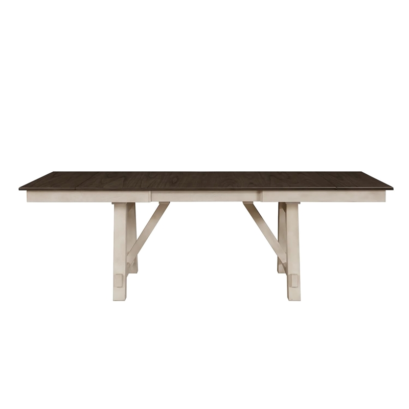 Pemberly Row Extendable Dining Table with 2 Leaves in Gray and Antique White