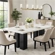Pemberly Row 68-Inch Dining Table with White Faux Marble Top in Black