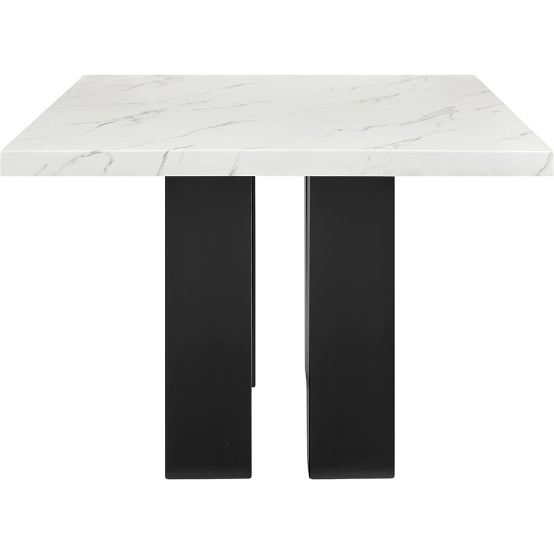 Pemberly Row 68-Inch Dining Table with White Faux Marble Top in Black
