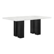 Pemberly Row 68-Inch Dining Table with White Faux Marble Top in Black