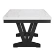 Pemberly Row 72-Inch Dining Table with White Marble Top and Black Trestle Base