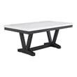 Pemberly Row 72-Inch Dining Table with White Marble Top and Black Trestle Base
