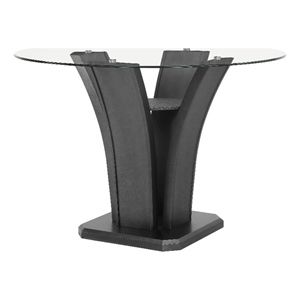 Pemberly Row 54-Inch Glass Top Counter Height Table with Pedestal in Dark Gray