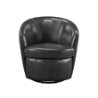 Pemberly Row Swivel Barrel Chair with Curved Back in Smoky Gray Leather