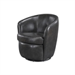 Pemberly Row Swivel Barrel Chair with Curved Back in Smoky Gray Leather