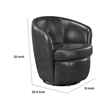 Pemberly Row Swivel Barrel Chair with Curved Back in Smoky Gray Leather