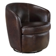 Pemberly Row Swivel Barrel Chair with Curved Back in Bronze Leather