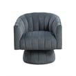 Pemberly Row Swivel Accent Chair with Channel Stitch Barrel in Dark Gray Velvet