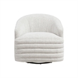 Pemberly Row Barrel Swivel Accent Armchair in Beige Chenille