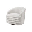 Pemberly Row Barrel Swivel Accent Armchair in Beige Chenille