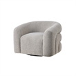 Pemberly Row Sculpted Barrel Swivel Accent Chair in Gray Boucle