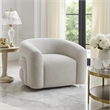 Pemberly Row Sculpted Barrel Swivel Accent Chair in Gray Boucle