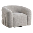 Pemberly Row Sculpted Barrel Swivel Accent Chair in Gray Boucle