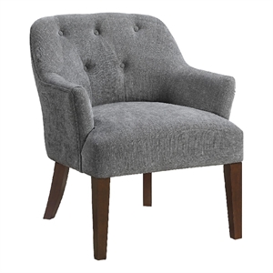 Pemberly Row Button Tufted Accent Armchair with Sloped Arms in Charcoal Gray