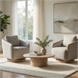Pemberly Row Swivel Accent Armchair with Oak Trim in Gray Polyester