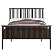 Pemberly Row Full Bed with Slatted Metal Frame in Oak Brown and Black MDF Wood