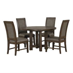 Pemberly Row 48&quot Round Dining Table with Rubberwood Frame in Brown Ash Veneer