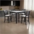 Pemberly Row 5 Pc Counter Height Dining Table and Chairs Set in Black and White