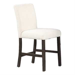 Pemberly Row 25&quot Dining Side Chair Set of 2 in White Textured Upholstery & Brown