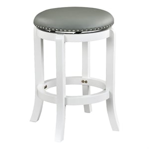 Pemberly Row 25&quot Backless Swivel Counter Stool in Gray with Nailhead Trim