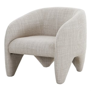 Pemberly Row 30&quot Chair with Curved Design in Beige Polyester Blend Upholstery