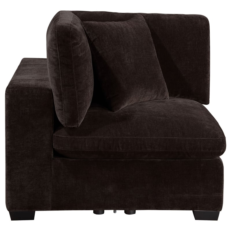 Pemberly Row Modular Corner Sofa Chair with Modern Tapered Legs in Brown Fabric