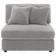 Pemberly Row Modular Armless Sofa Chair with 2 Accent Pillows in Gray Corduroy