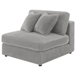 Pemberly Row Modular Armless Sofa Chair with 2 Accent Pillows in Gray Corduroy